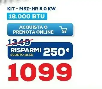 Euronics Mitsubishi Electric Condizionatore KIT-MSZ-HR 5,0 KW offerta