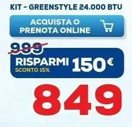 Euronics Argo Kit Greenstyle 24000 BTU offerta