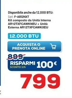 Euronics Samsung WindFree Comfort Next F-AR12NXT 12000 BTU offerta