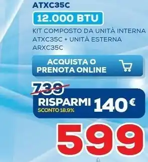 Euronics Daikin New Evolution ATXC35C 12000 BTU offerta