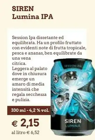Famila Siren Lumina Ipa offerta
