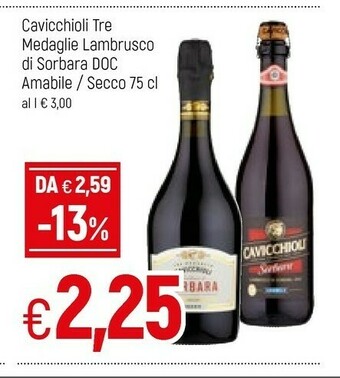 Famila Cavicchioli Lambrusco Emilia Secco 750 G(ml) offerta