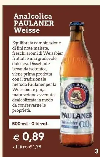 Famila Superstore Paulaner Analcolica Weisse offerta