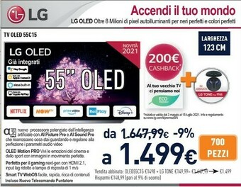 Unieuro LG Tv Oled 55c15 offerta