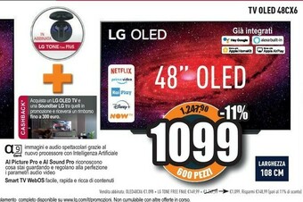 Unieuro LG OLED48CX6LA 121,9 Cm (48") 4K Ultra HD Smart TV Wi-Fi Nero offerta