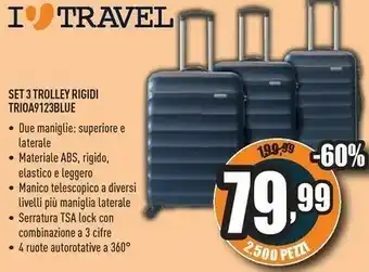Unieuro Set 3 Trolley Rigidi Trio A9 123 Blue offerta