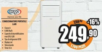 Unieuro Argo Condizionatore Portatile Lari offerta
