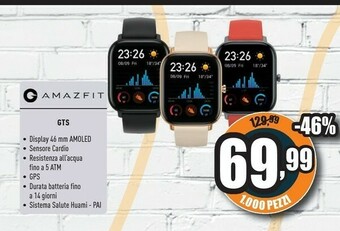 Unieuro Amazfit GTS 2e 4,19 Cm (1.65") AMOLED Nero offerta