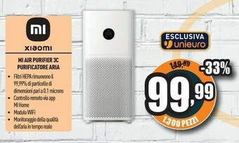 Unieuro Xiaomi Mi Air Purifier 3C Purificatore Aria offerta