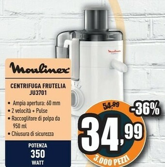 Unieuro Moulinex Centrifuga Frutelia JU3701 offerta