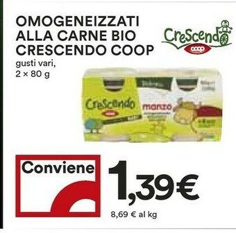 Coop Coop Omogeneizzati Alla Carne Bio Crescendo offerta