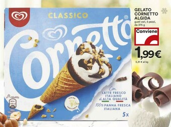 Coop Algida Cornetto Classico Con Latte Fresco Italiano Di Alta Qualità 75 G 375 G(ml) offerta