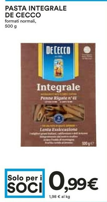 Coop De Cecco Penne Rigate N°41 Farro Integrale 500 G(ml) offerta
