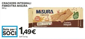 Coop Misura Fibrextra Crackers Integrali 385 G(ml) offerta