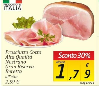 Carrefour Market Beretta Prosciutto cotto offerta
