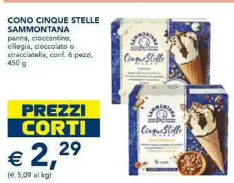 Esselunga Sammontana Cinque Stelle Panna 6 Coni 450 G(ml) offerta
