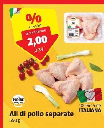 Il podere ali di pollo separate 550 g