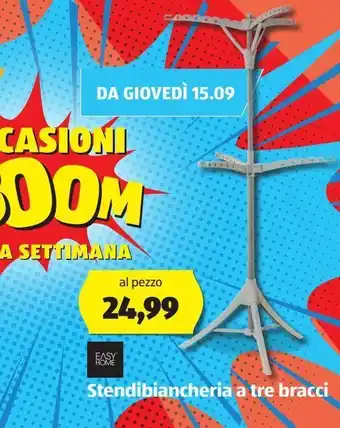 ALDI Easy home stendibiancheria a tre bracci offerta