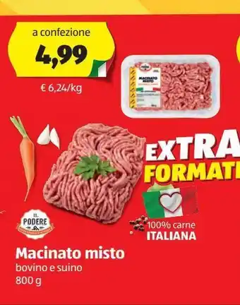 ALDI Macinato misto bovino e suino 800 g il podere offerta