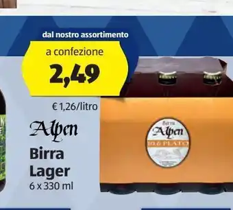 ALDI Birra lager 6x330 ml alpen offerta