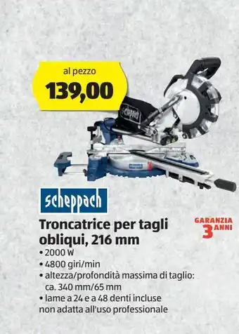 Troncatrice per tagli obiqui 216 mm