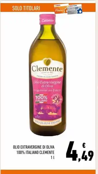 Conad Olio extra vergine di oliva clemente offerta