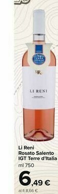Carrefour Market Terre d'Italia Li Reni Rosato Salento Igt offerta