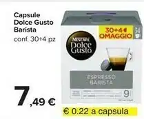Carrefour Market Nescafé Dolce Gusto Espresso Barista Magnum Capsule Caffè 30 Pezzo(i) offerta