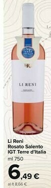 Carrefour Market Terre d'Italia Li Reni Rosato Salento Igt offerta