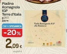 Carrefour Terre d'Italia Piada Romagnola Alla Riminese 360 G(ml) offerta