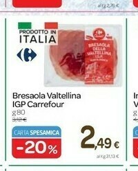 Carrefour Carrefour - Bresaola Della Valtellina 80 G(ml) offerta