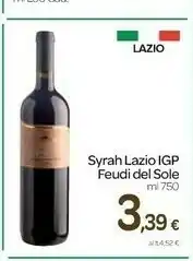 Carrefour Feudi Del Sole Syrah Lazio Igp offerta