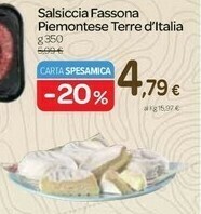 Carrefour Terre d'Italia Terre d'Italia Salsiccia Fassona Piemontese offerta