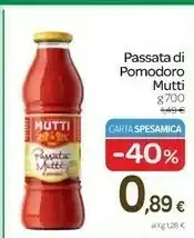 Carrefour Mutti Mutti - Passata Mutti di Pomodoro 700 g(ml) offerta