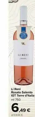 Carrefour Terre d'Italia Li Reni Rosato Salento Igt offerta