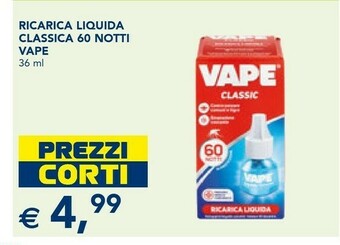 Esselunga Vape Ricarica Liquida Classica 60 Notti offerta