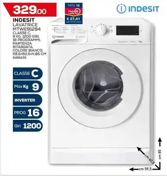 Bricofer Indesit Lavatrice MTWE91284 9 kg offerta