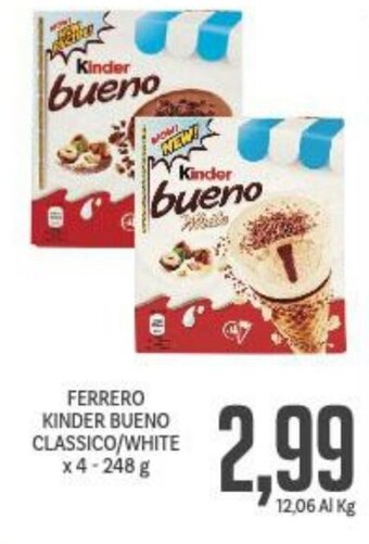 Supermercati Piccolo Ferrero Kinder Bueno Classico/White x4 - 248 g offerta