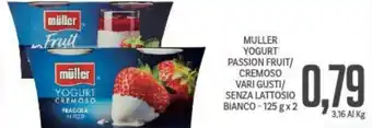 Supermercati Piccolo Müller Yogurt Passion Fruit/Cremoso vari gusti/senza lattosio bianco -125 g x 2 offerta