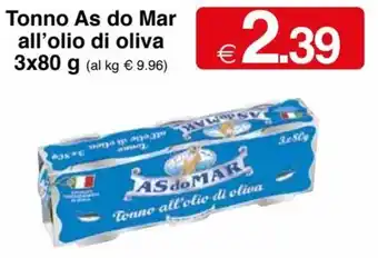As Do Mar Tonno All'Olio di Oliva 3 x 80 g