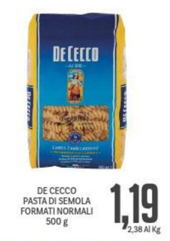 Supermercati Piccolo De Cecco Pasta di semola formati normali 500 g offerta
