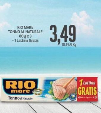 Supermercati Piccolo Rio mare Tonno al naturale 80 g x 3 +1 Lattina Gratis offerta