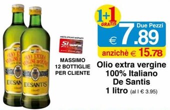 De Santis Olio Extra Vergine 100% Italiano 1 Litro