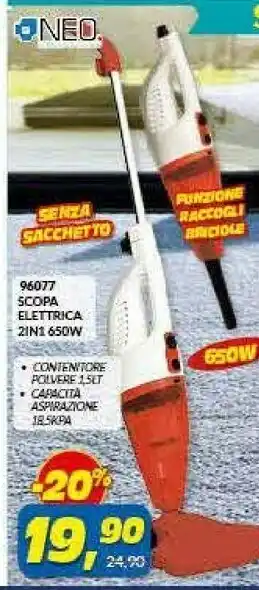 Risparmio Casa 96077 Scopa Elettrica 2 IN 1 offerta