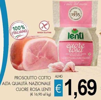 PrestoFresco Lenti Prosciutto Cotto Alta Qualità Nazionale Cuore Rosa offerta