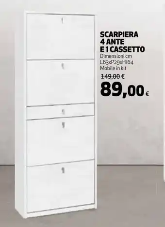 Scarpiera 4 Ante E 1 Cassetto Dimensioni CM L 63 x P 18 x H 164 Mobile in Kit