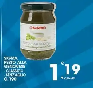 Sigma Sigma Pesto Alla Genovese Classico / Senz' Aglio 190 G offerta