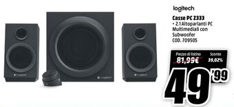 MediaWorld Logitech Casse PC Z333 offerta
