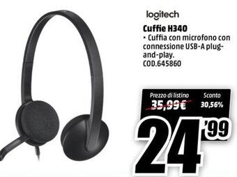 MediaWorld Logitech Cuffie H340 offerta