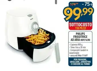 Sinergy Philips Daily Collection HD9216/80R1 Friggitrice Singolo 0,8 L Indipendente 1425 W Friggitrice Ad Aria Calda Bianco offerta